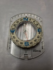Vintage BRUNTON USA Compass 1991 Clear Blue Letters White No Batteries Needed