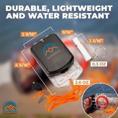 Pathfinder Mirror Sighting Compass w/Global Needle, Declination, Whistle, & LED
