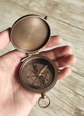 Brass Compass Engraved with Let Your Heart be Your Compass Quote, Gift Compasses