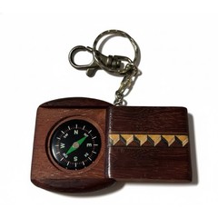 Rare! Wood Compass Keychain Fob Vtg Direction Finder Outdoor Gear Coolectibkr