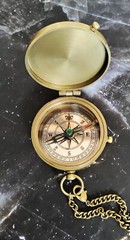 Personalized Gift, Engraved Antique Brass Compass with Leather Case,Gift for Son