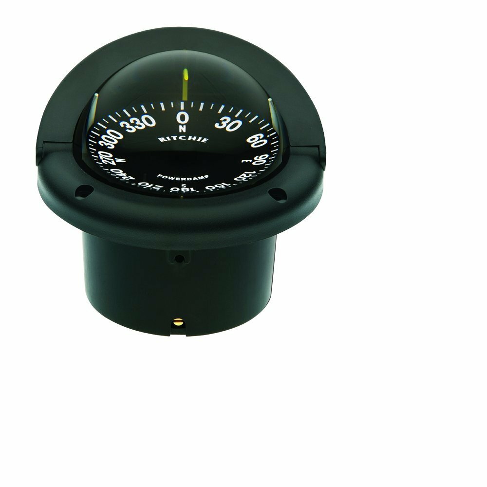 Ritchie Helmsman Flush Mount Compass 3.75 In PowerDamp Flat Dial Black HF742