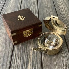 Compass 100% Working Brass Brunton Pocket Transit Compass With Wooden box