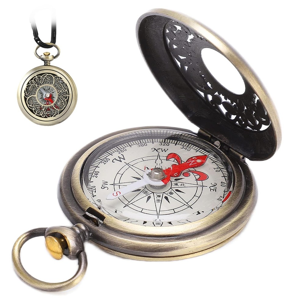 Mini Hiking Brass Compass, Waterproof Pocket Compass, Antique Nautical…