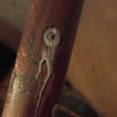 Handmade Wood Walking Stick with Number 2 Billiard Ball Handle, Painted Designs
