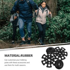 1 Set Lightweight Hiking Pole Tip Protectors Rubber Ends for Snow Mud Black
