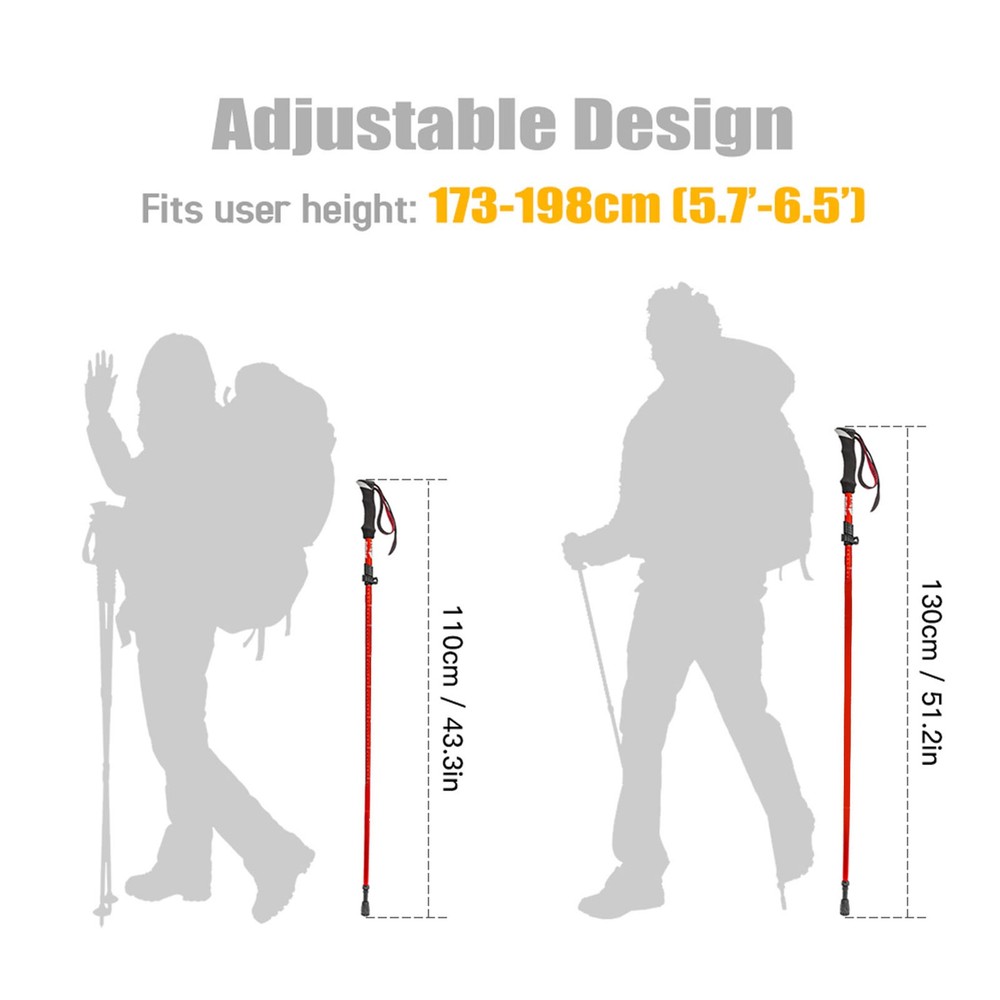 Lightweight Collapsible Trekking Five-fold Walking Stick For Pole Nordic Walking