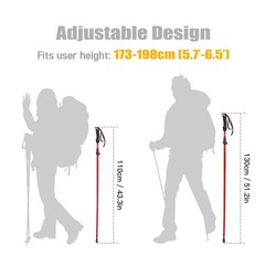 Lightweight Collapsible Trekking Five-fold Walking Stick For Pole Nordic Walking