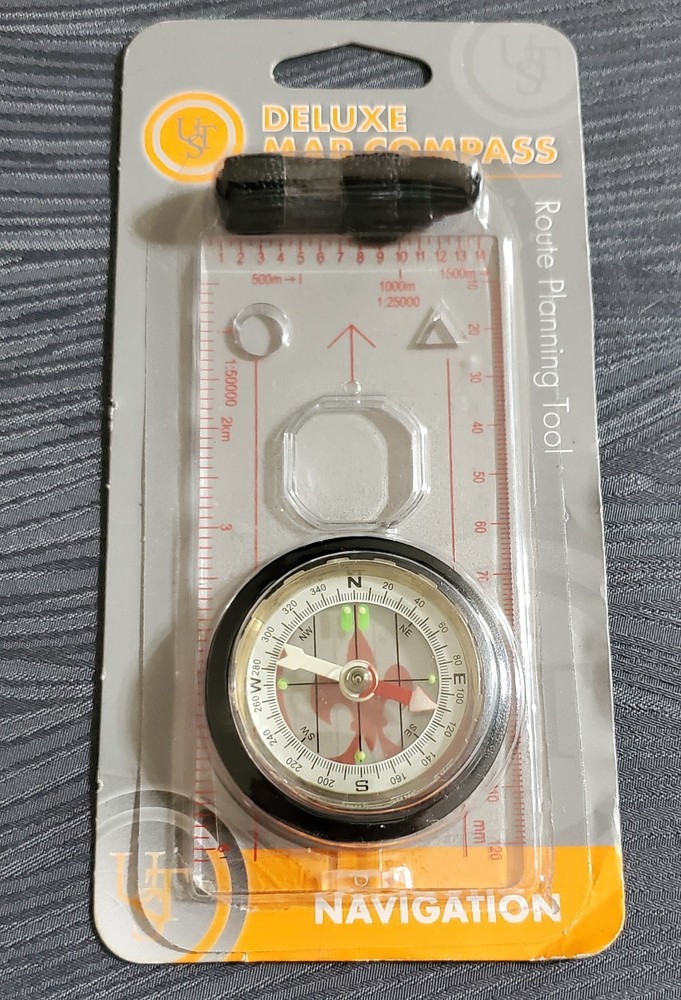 UST Deluxe Map Compass with Raised Base Plate and Swivel Bezel for Hiking Cam…