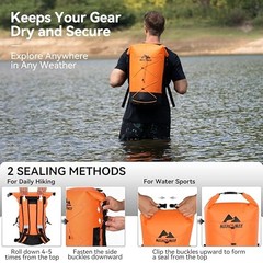 Floating Roll Top Dry Bag, Flexible Lightweight TPU Waterproof 20L Orange