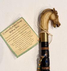 Vintage Signed Robson Design 4 Piece Horse Walking Stick With Original Tag