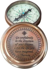 Go Confidently Compass Thoreau’s Quote Engraved Poem Compass with Leather case.
