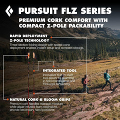 BLACK DIAMOND Pursuit Trekking Poles (Pair) | Natural Cork Grips | Flicklock Adj