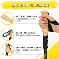 Lightweight Aluminum Adjustable Trekking Poles with Cork Grips – 2 Pack