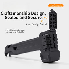 Outdoor Hammer Tool with 8 Steel Tent Pegs and Integrated Peg Compartment
