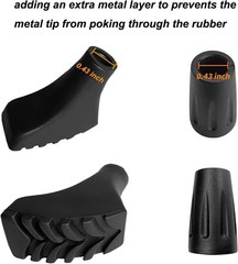 10 Pack Replacement Rubber Tips & Baskets for Trekking & Hiking Poles