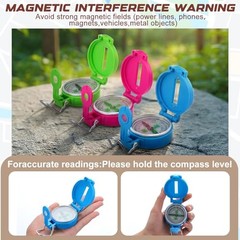 6 Pack Multi-Color Mini Lensatic Compass with Lanyard Orienteering Navigation