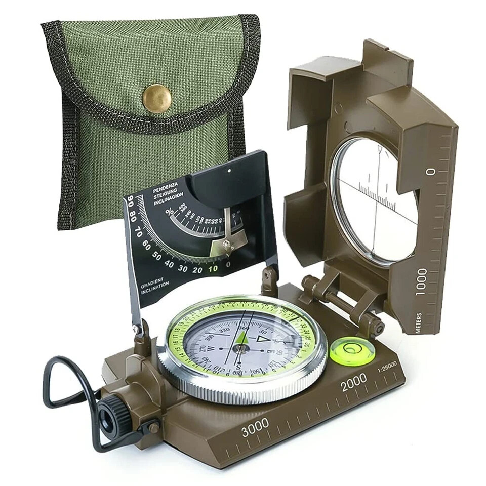 Cammenga Style High Accuracy Military Compass Waterproof Lensatic Sighting + Bag