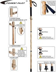 Adjustable Beech Wood Trekking Poles – 55-inch Height with Quick Lock Flip