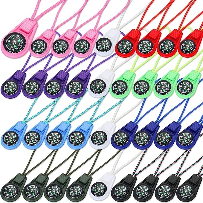 18 Piece Multi-Color Mini Survival Compass Outdoor Camping Hiking Pocket Compass