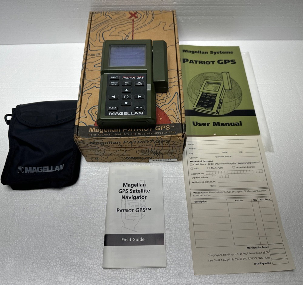 VTG Magellan Patriot GPS Satelite Navigator 1994 Box, Case & Manual Powers Up