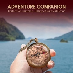 Brass God Compass with Wooden Box, Antique Religious Gifts for Men with Quote…