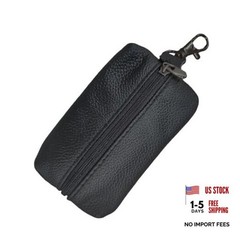 Leather Car Key Case Holder, Auto Smart Key Fob Protector Pouch with Black