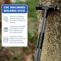 Tactical Hiking Stick 5 Section Heavy Duty Walking Staff Aluminum Alloy