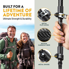 100% Carbon Fiber Trekking Poles by USA Brand – Ultra Strong Lightweight Collaps