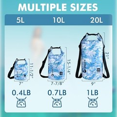 Dry Bag Waterproof Roll Top Storage Backpack, Keeps Gear Dry 5L Blue Camo