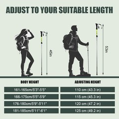 2X Trekking Poles Ultralight Aluminum Foldable Hiking Walking Sticks for Travel