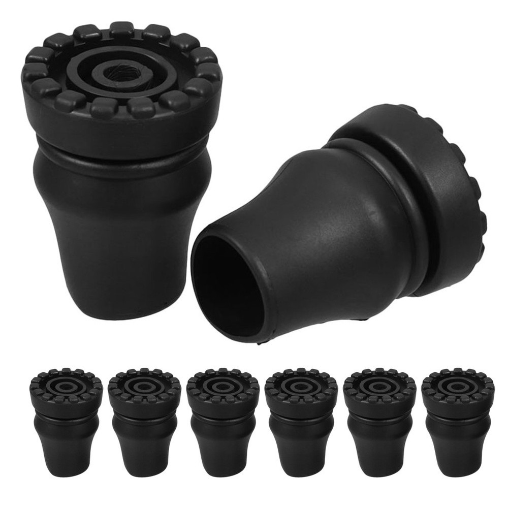 8Pcs Reusable Walking Stick Ends Black PVC Aluminum Non Slip Cane Covers