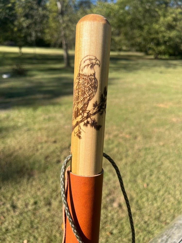 Bald Eagle, Natural Earth Tones Poplar Wood Walking Stick Hiking Staff