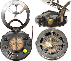 Engraved Sundial Brass Compass – 5 inches Large Sundial Compass in Leather Case