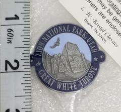 Zion National Park Great White Throne Walking Hiking Stick Medallion / Badge