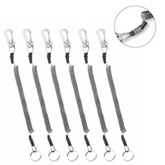 6Pcs Reusable Elastic Key Chains for Fishing Tools Grey PU Coiled Steel Wire