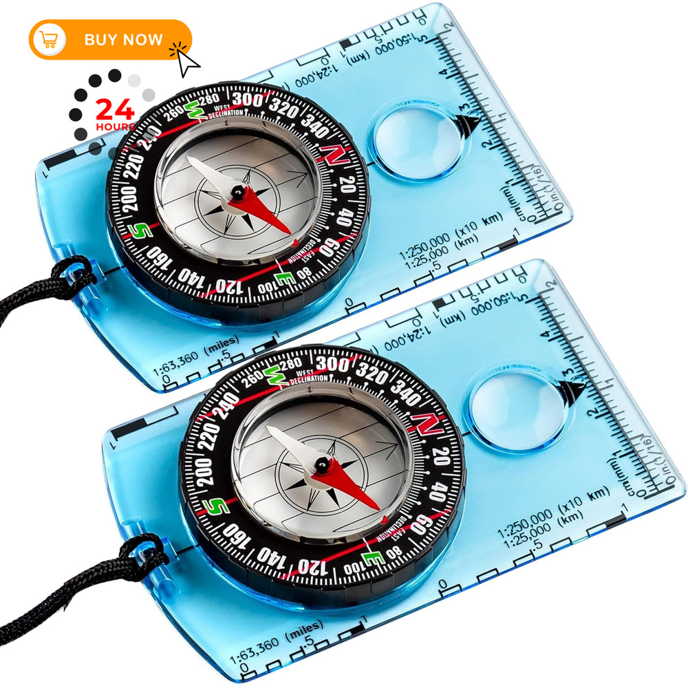 Trekker’s Compass Crew Orienteering Compass, Pack of 2, 2 Compasses Blue