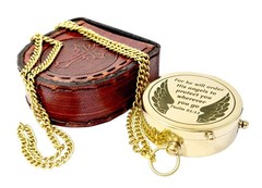 Brass Compass Engraved Religious Scripture Verse Gift Baptism Graduation Day