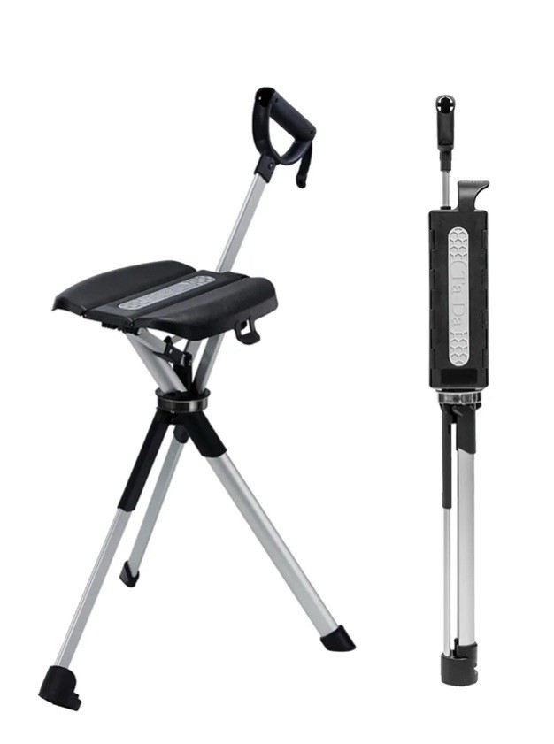 STEP2GOLD | Ta-Da Chair Series 2 | Portable Trekking Hiking Pole | Black | 34.2”