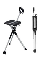 STEP2GOLD | Ta-Da Chair Series 2 | Portable Trekking Hiking Pole | Black | 34.2”