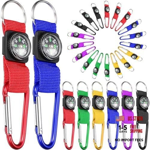 Compass for Kids Bulk Mini Compass Keychain for Classroom, Hiking, Survival 36