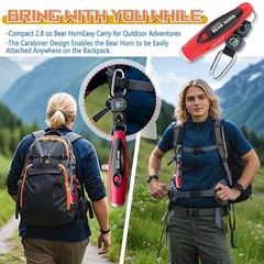 JIUSAIRUI 120dB Electronic Air Horn with Compass & Thermometer- Red Classic