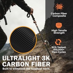 Trek-Z Prima 3K Carbon Fiber Trekking 100–120 cm (for Height: 4’11” to 5’10”)