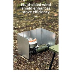 10-Piece Windproof Board for Outdoor Cooking Foldable Iron Windshield Black