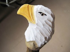 Hand Carved Wood Eagle 5 ft walking stick Agave strong light weight