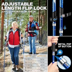 Trekking Poles Collapsible Hiking Poles – 2 Pack Aluminum Alloy 7075 Trekking St