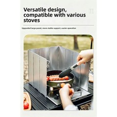 10-Piece Windproof Board for Outdoor Cooking Foldable Iron Windshield Black
