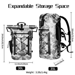 Waterproof Backpack for Men and Women – Roll-Top Floating Dry Bag 35 l Grey