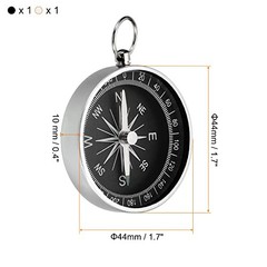 Pocket Compass, Survival Sports Navigation Compass with Key Ring White,Black