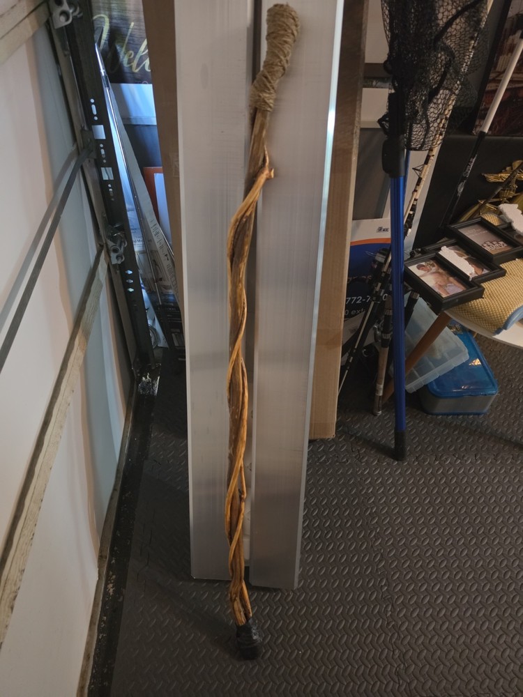 48″ Hand Carved Finished Wood Twisted Curled Hiking Walking Stick Cane